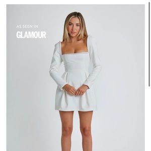 OddMuse White Pearl Trim Dress